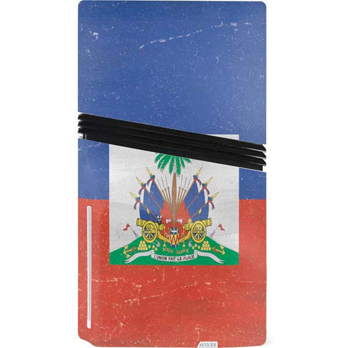 Haitian Flag Distressed PS5 Pro Disk Console Skin